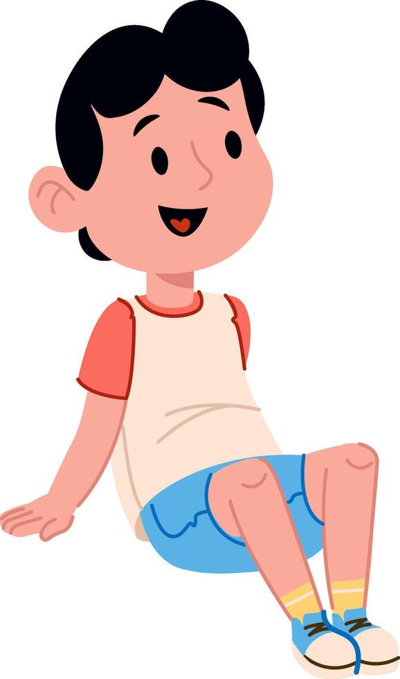 Happy Small Boy Cartoon Child Sitting vector