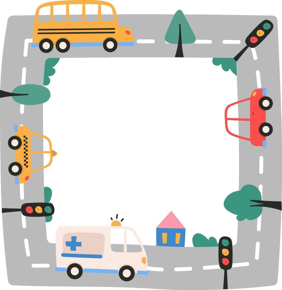Road Vehicles Frame Square Border vector