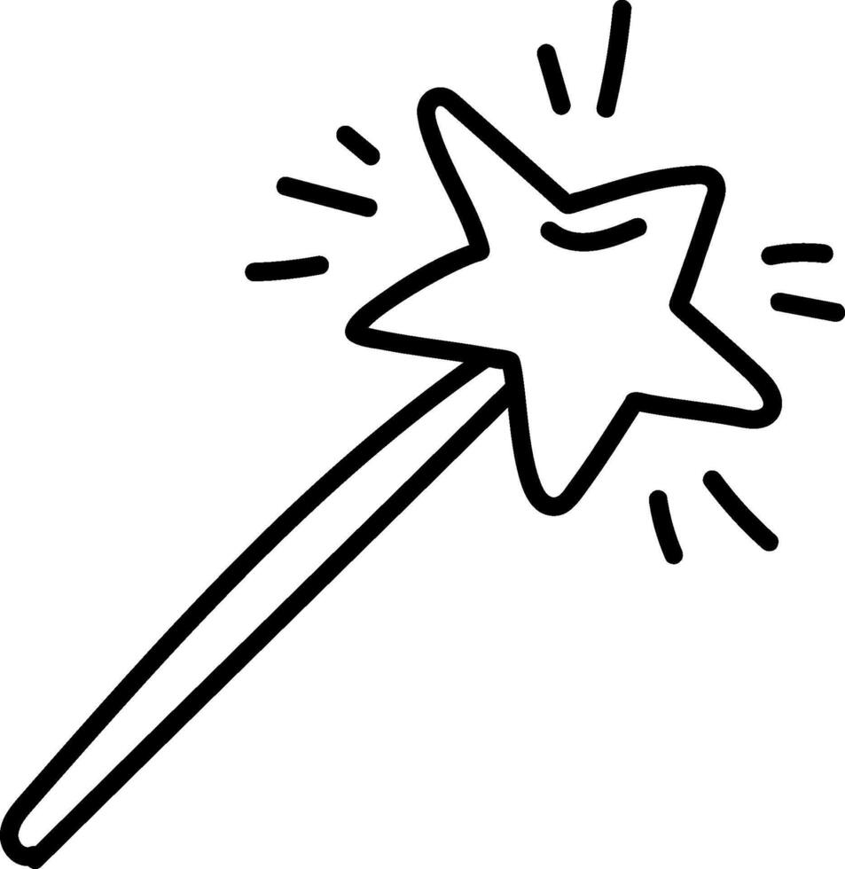 Magic Wand Starburst Line Art vector