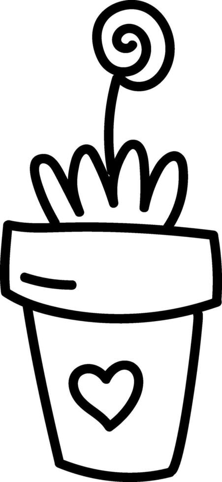 Potted Plant Simple Doodle vector