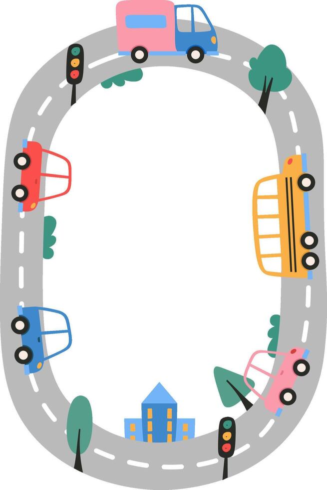 Road Trip Oval Frame vector
