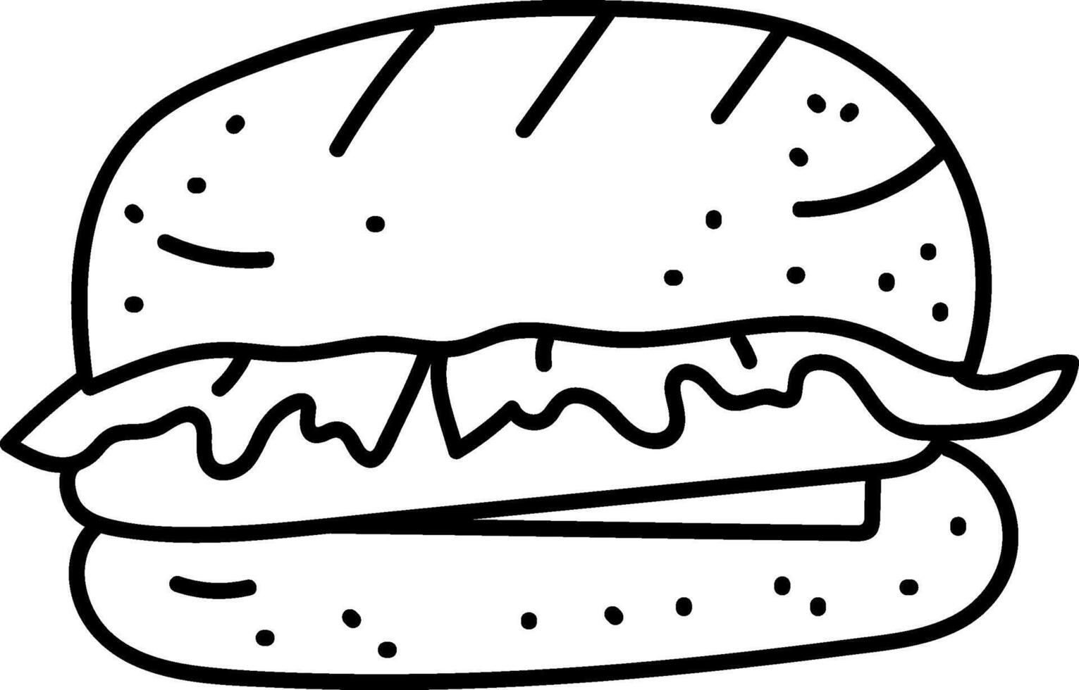 Burger with Lettuce Drawing vector