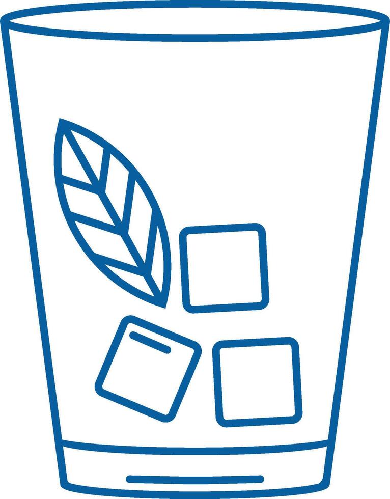 Refreshing Ice Drink Glass Line Art vector