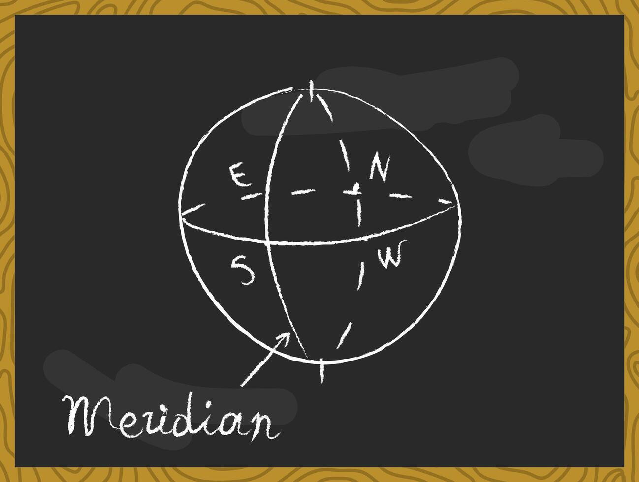 Hand Drawn Earth Meridian Globe on Chalkboard vector