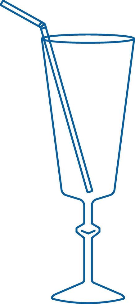 Tall Glass Straw Beverage Line Art vector