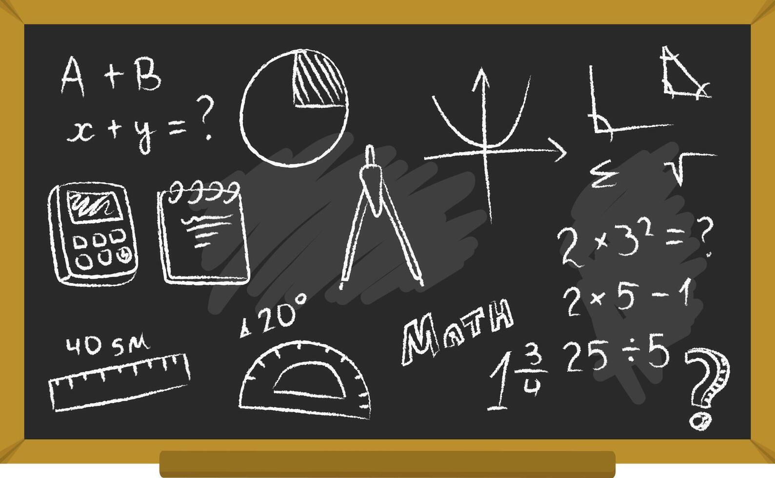 Hand Drawn Math Chalkboard vector