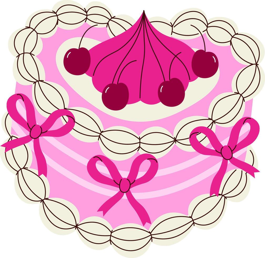 Sweet Cake with Cherries vector
