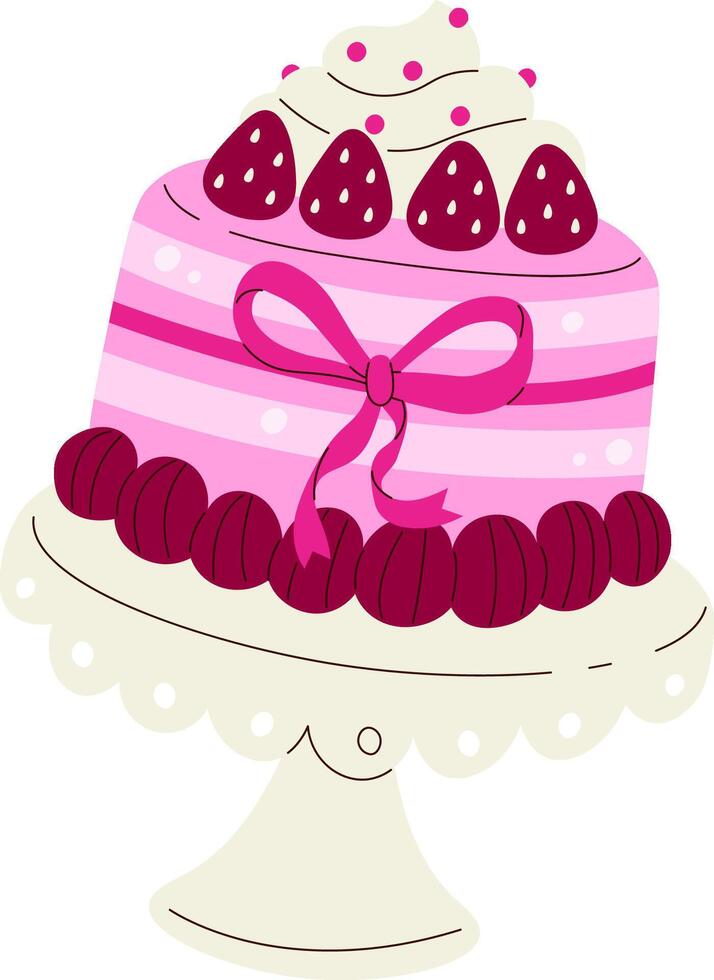 Holiday Strawberry Cake on Stand vector