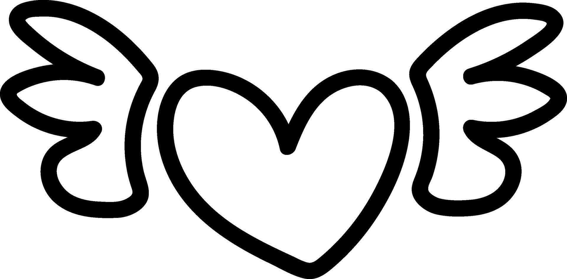 Heart with Wings Outline vector