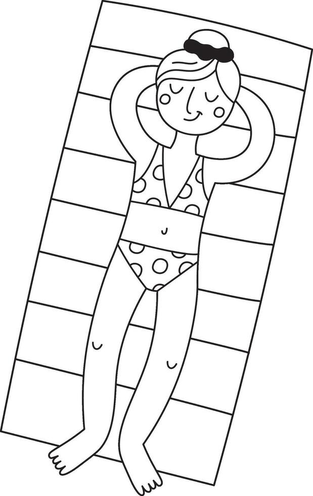 Summer Sunbather Beach Mat vector