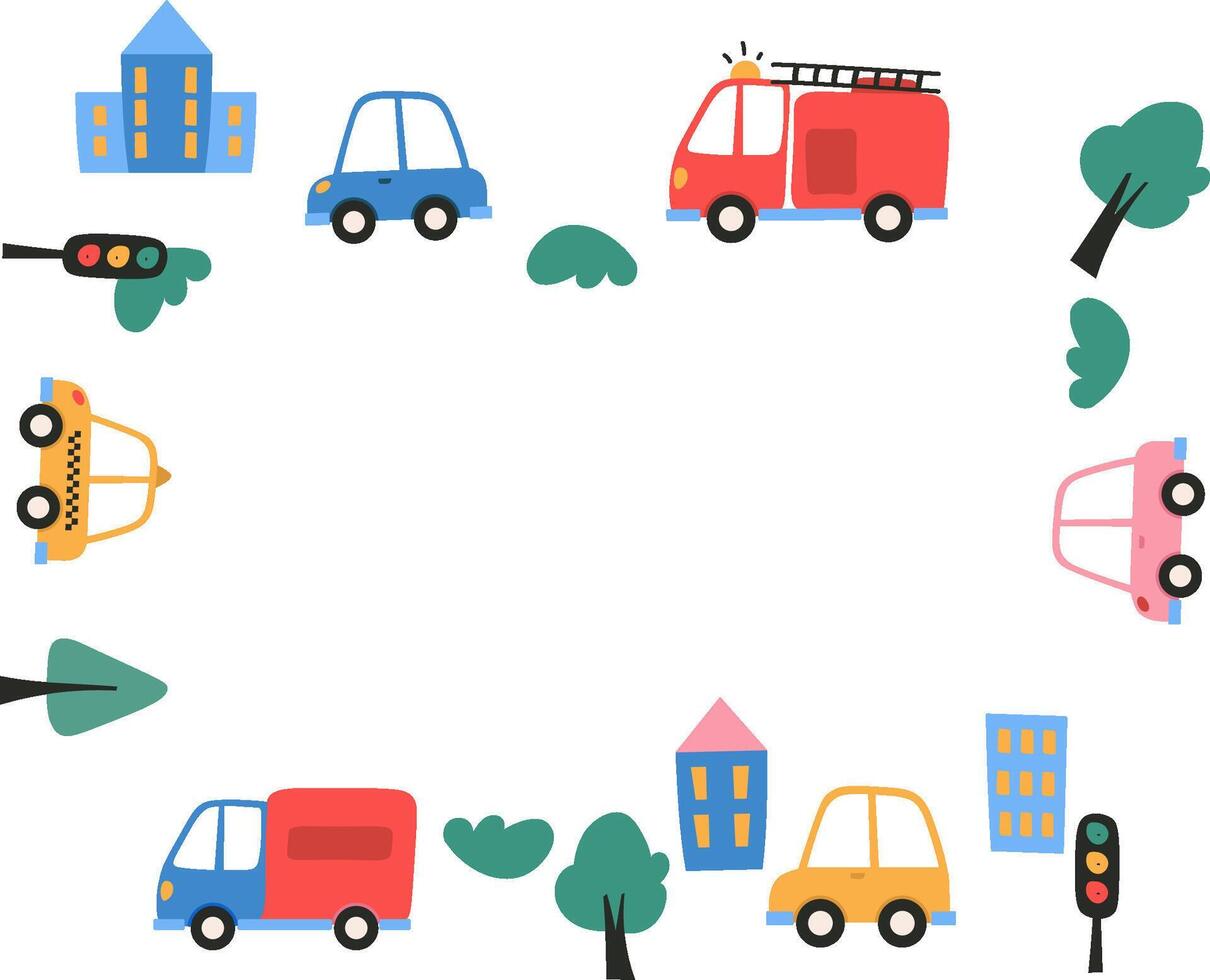 Simple City Vehicles Frame vector