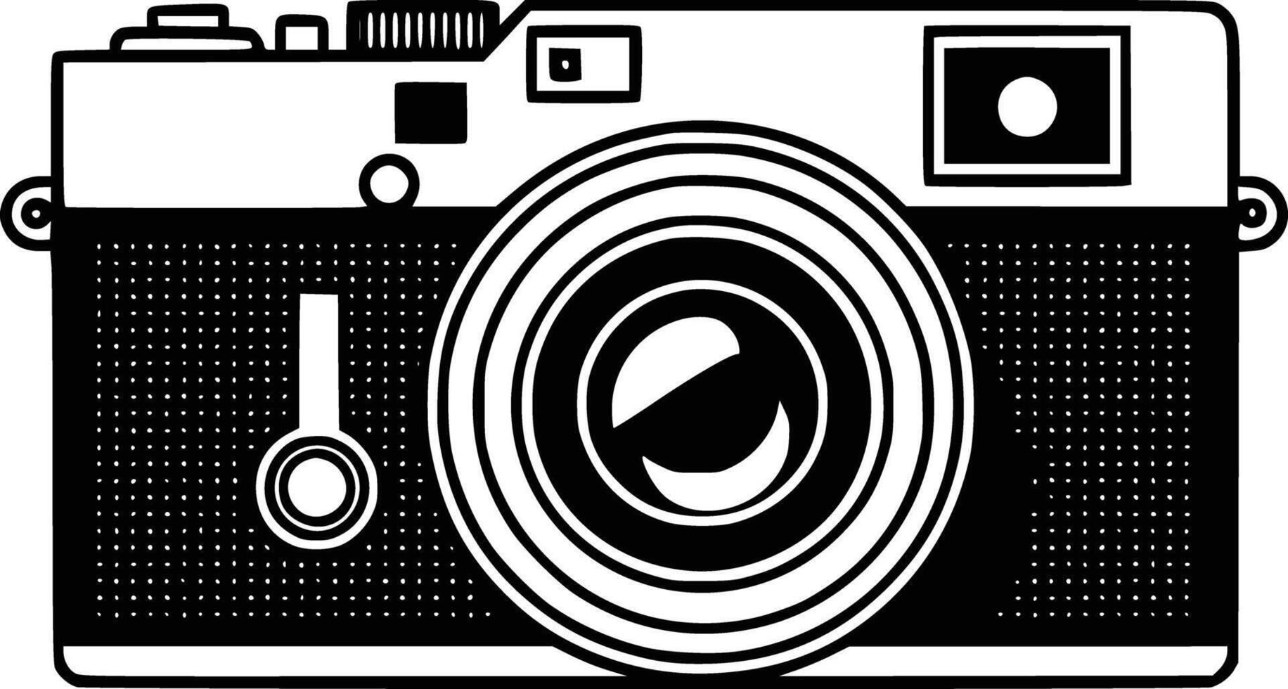 Black and white illustrations of a vintage camera, isolated on white background. vector