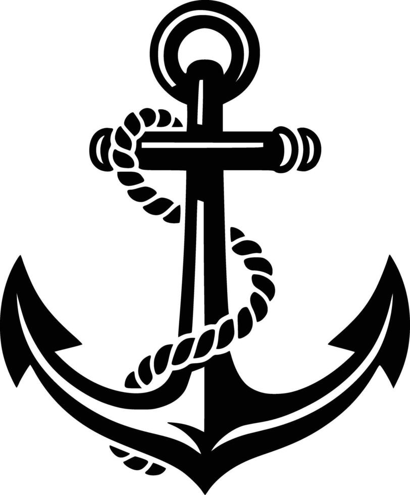Black and white bold illustrations of a anchor, isolated on white background. vector