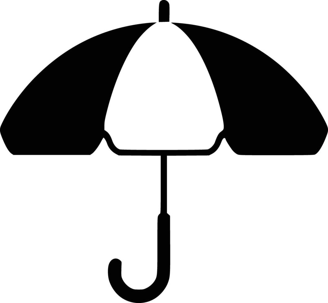Black and white bold illustrations of a beach umbrella, isolated on white background. vector