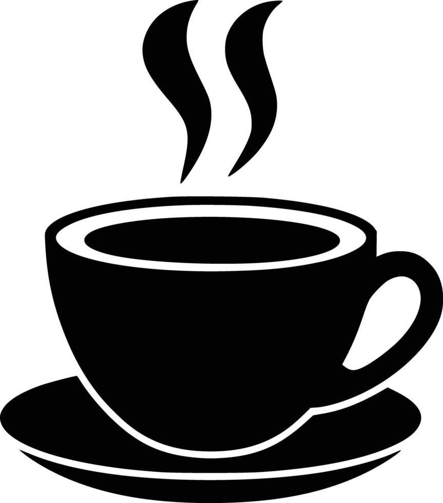 Black and white bold illustrations of a cup of coffee, isolated on white background. vector