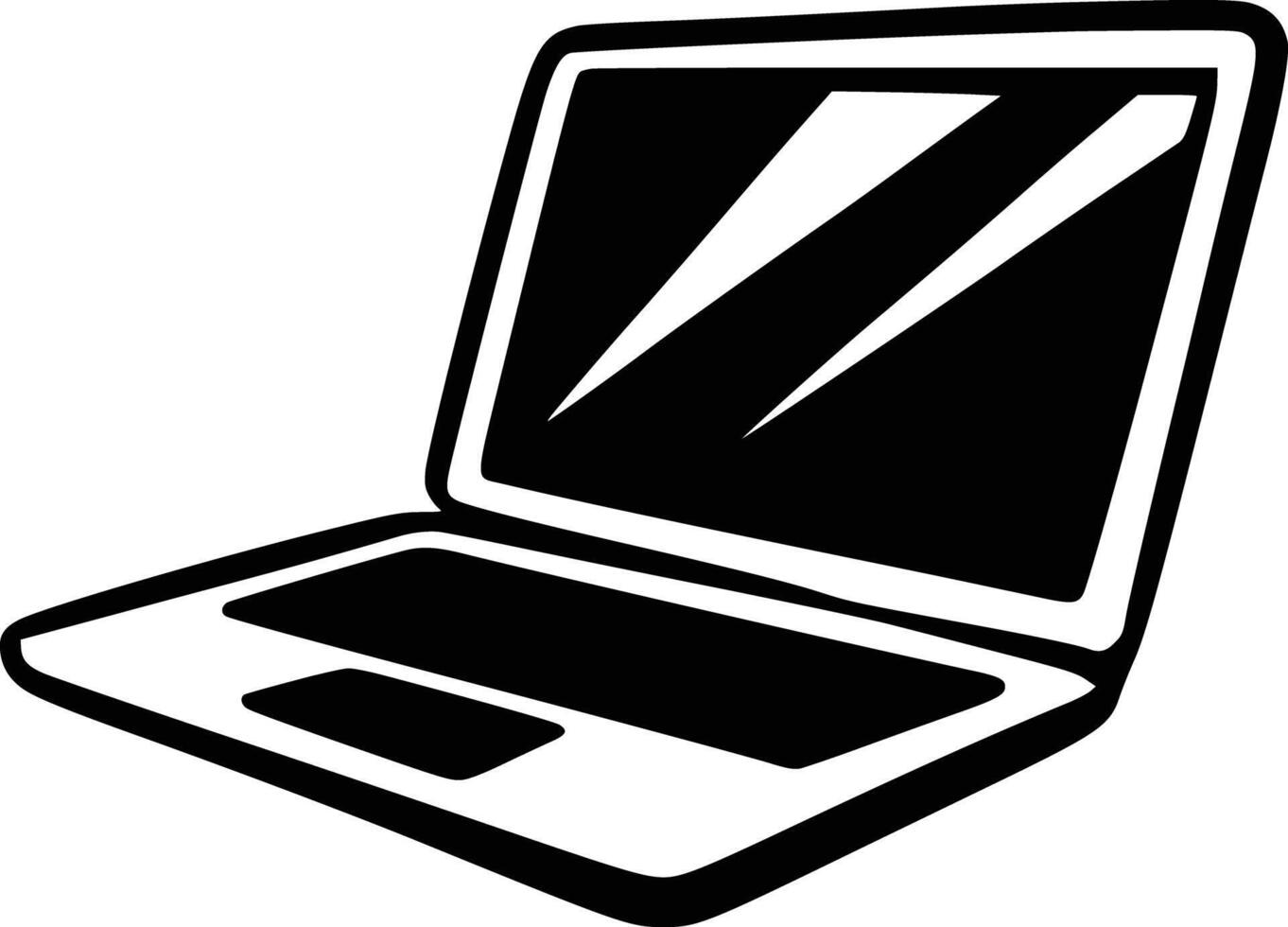 Black and white bold illustrations of a laptop, isolated on white background. vector
