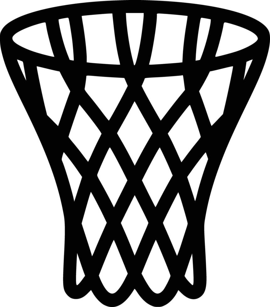 Black and white bold illustrations of a basketball hoop, isolated on white background. vector