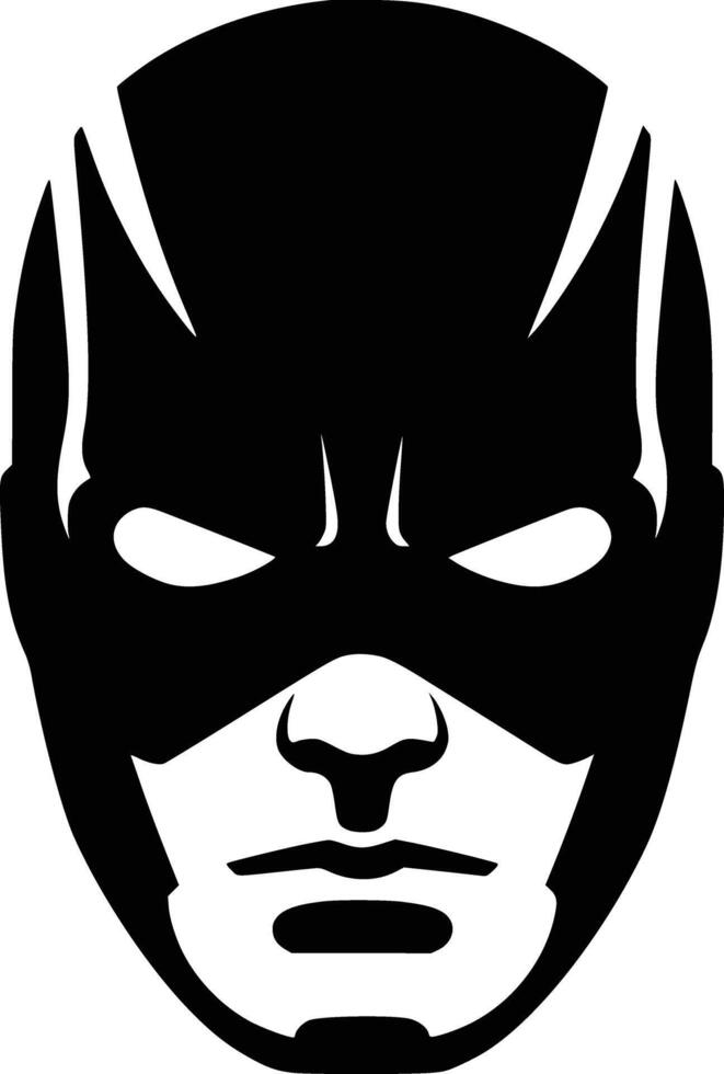 Black and white bold illustrations of a superhero mask, isolated on white background. vector
