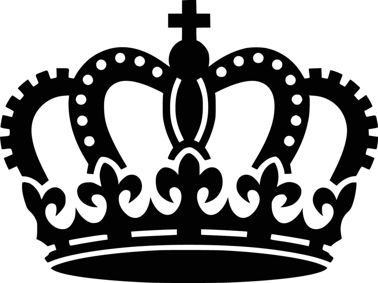 Black and white bold illustrations of a gothic crown, isolated on white background. vector