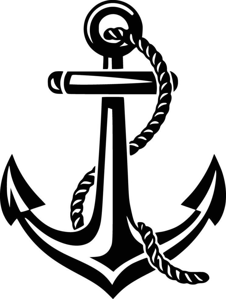 Black and white bold illustrations of a classic anchor, isolated on white background. vector