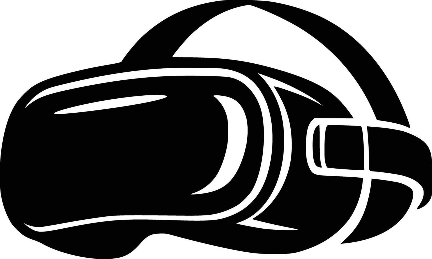 Black and white bold illustrations of a VR headset, isolated on white background. vector