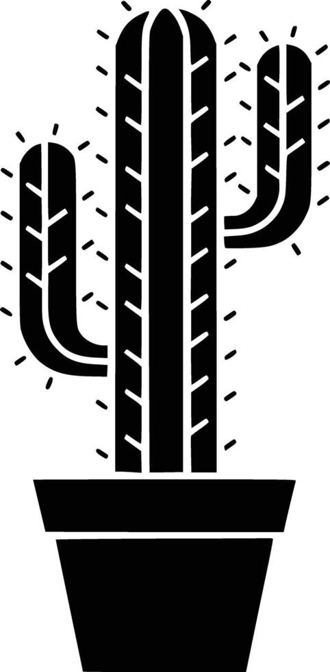 Black and white bold illustrations of a cactus plant, isolated on white background. vector