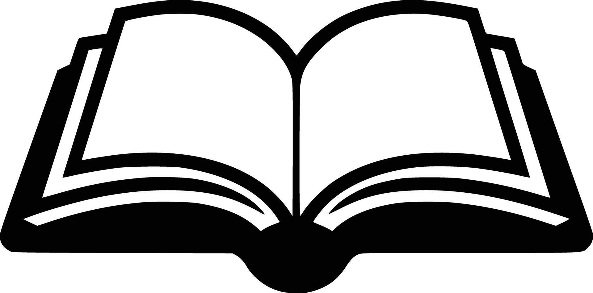 Black and white bold illustrations of a open book, isolated on white background. vector