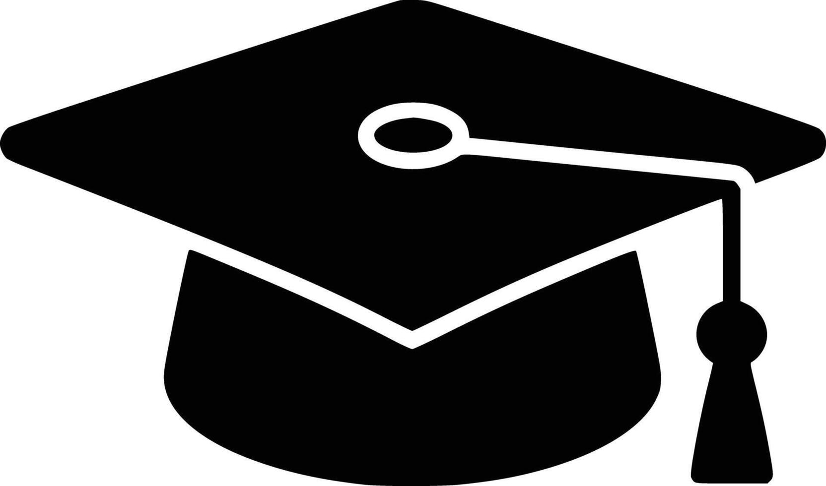 Black and white bold illustrations of a graduation cap, isolated on white background. vector
