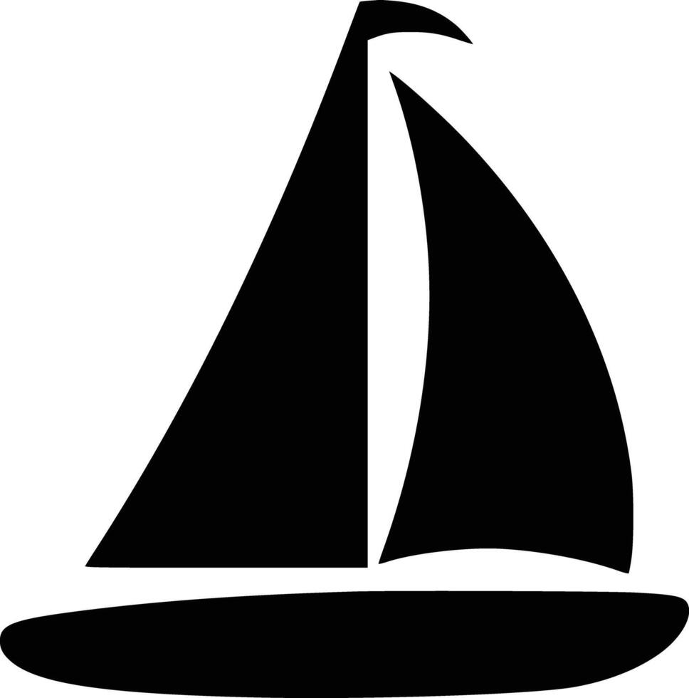 Black and white bold illustrations of a sailboat icon, isolated on white background. vector