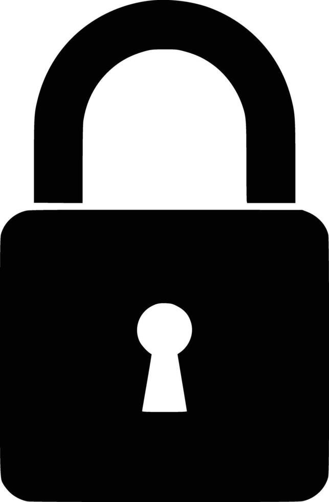 Black and white bold illustrations of a security lock, isolated on white background. vector