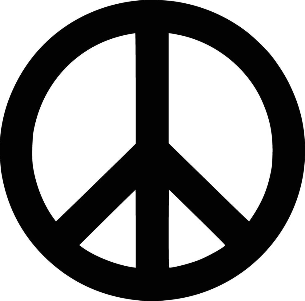 Black and white bold illustrations of a world peace symbol, isolated on white background. vector