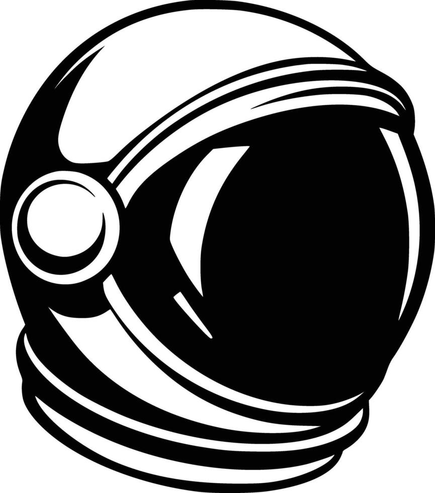 Black and white bold illustrations of a astronaut helmet, isolated on white background. vector