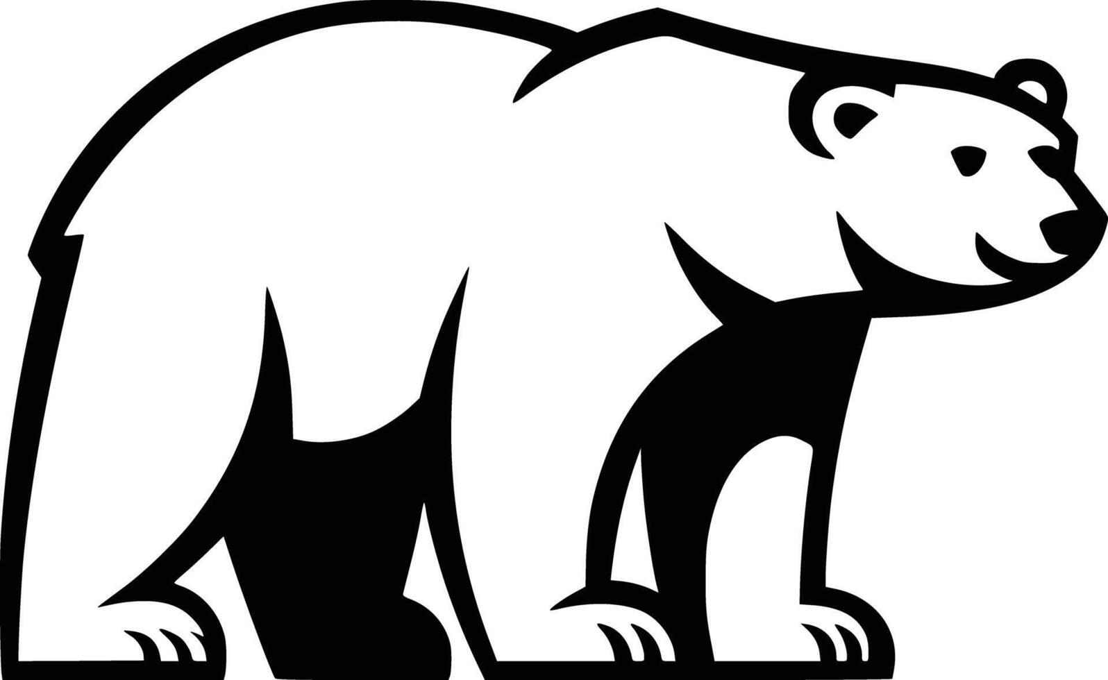 Black and white bold illustrations of a polar bear, isolated on white background. vector