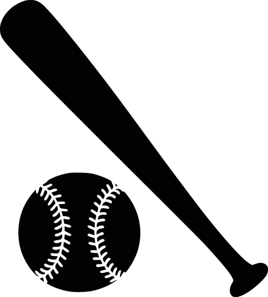 Black and white bold illustrations of a baseball bat, isolated on white background. vector