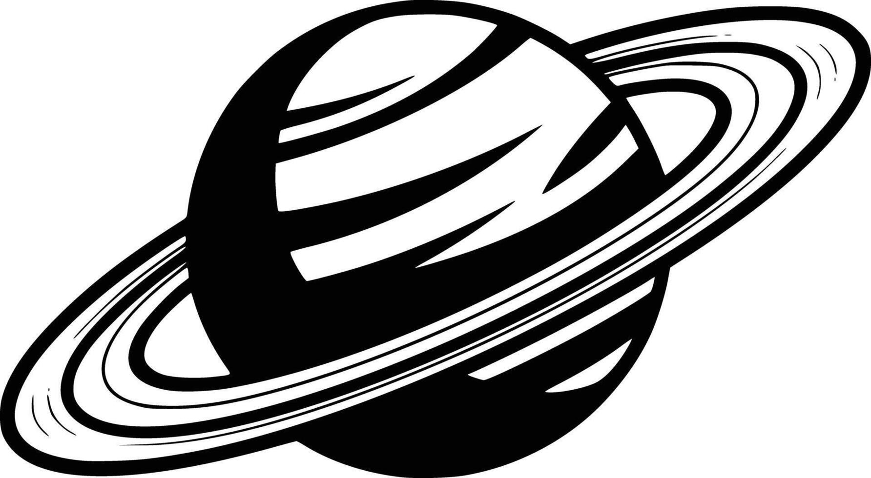 Black and white bold illustrations of a planet Saturn, isolated on white background. vector