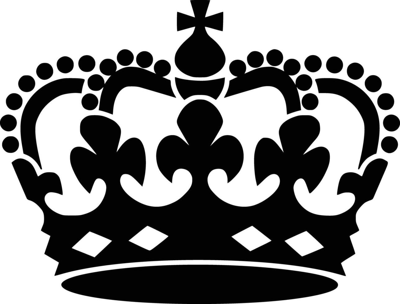 Black and white bold illustrations of a royal crown, isolated on white background. vector