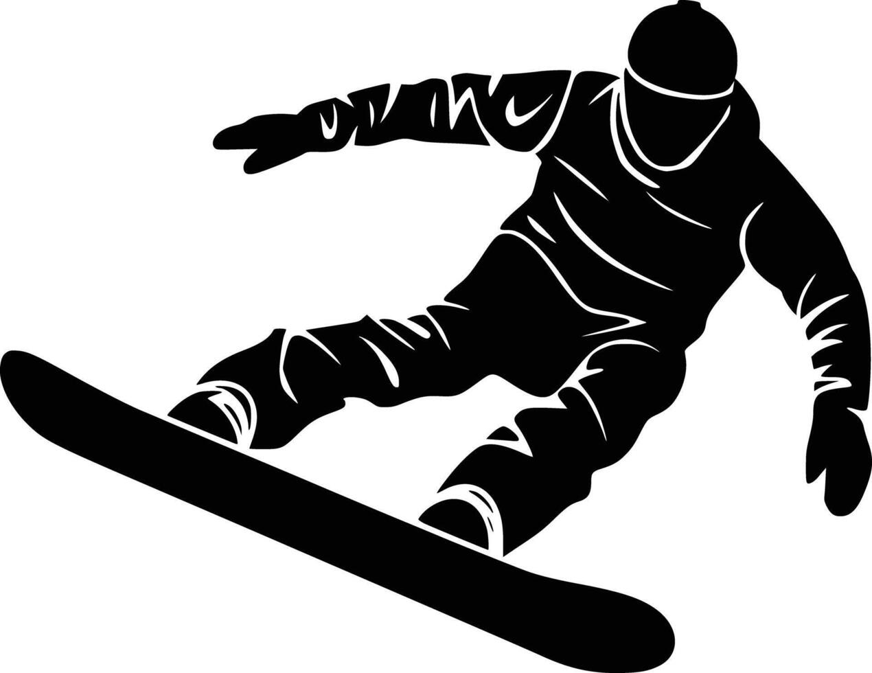 Black and white bold illustrations of a sProwboarder, isolated on white background. vector