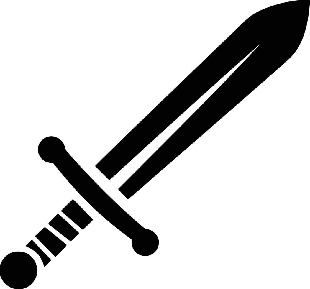 Black and white bold illustrations of a sharp sword, isolated on white background. vector