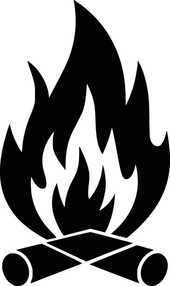 Black and white bold illustrations of a campfire night, isolated on white background. vector