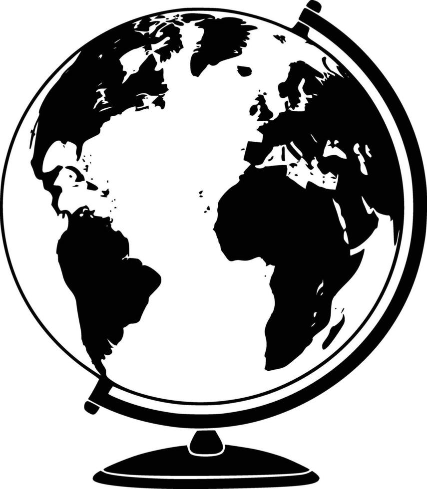 Black and white bold illustrations of a globe, isolated on white background. vector