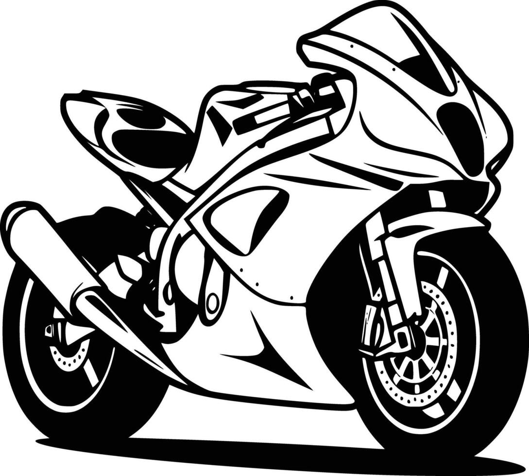 Black and white bold illustrations of a fast motorcycle, isolated on white background. vector