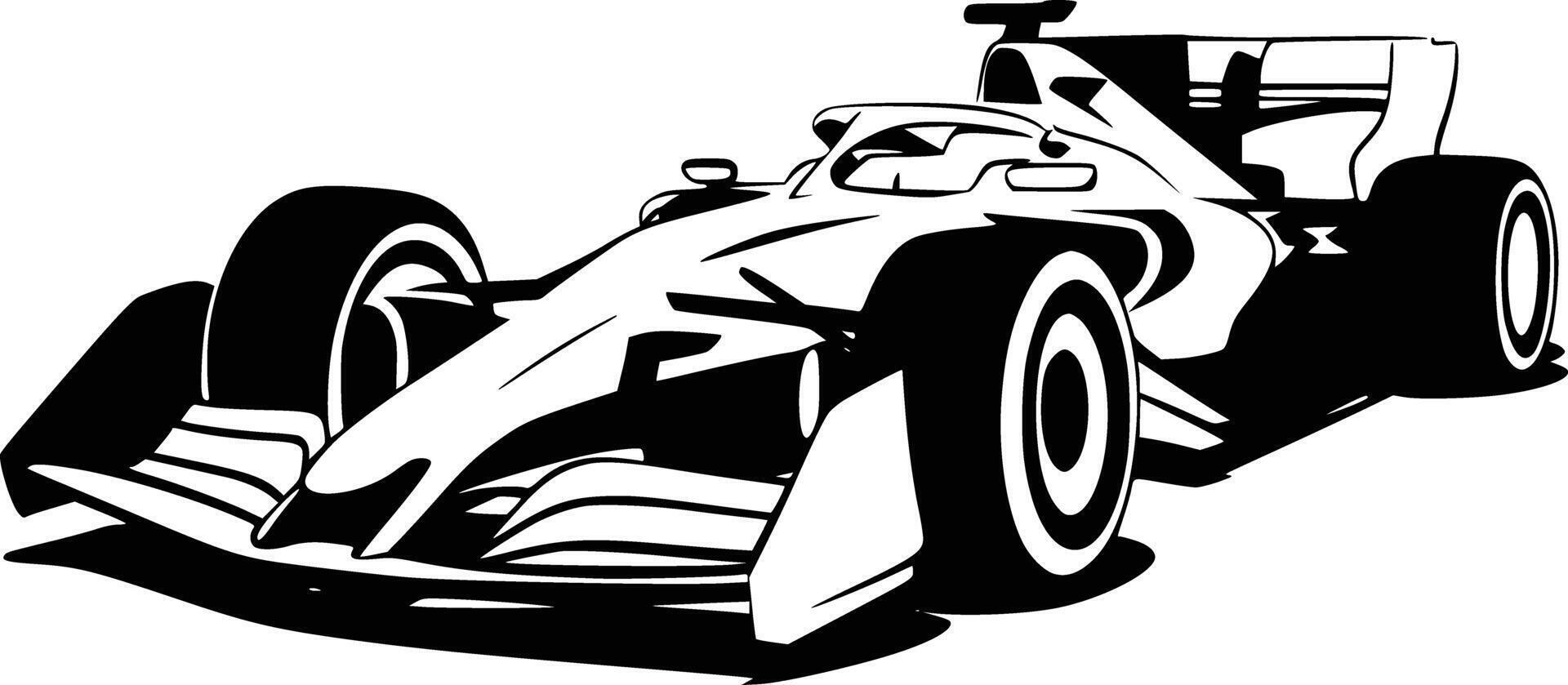 Black and white bold illustrations of a racing car, isolated on white background. vector