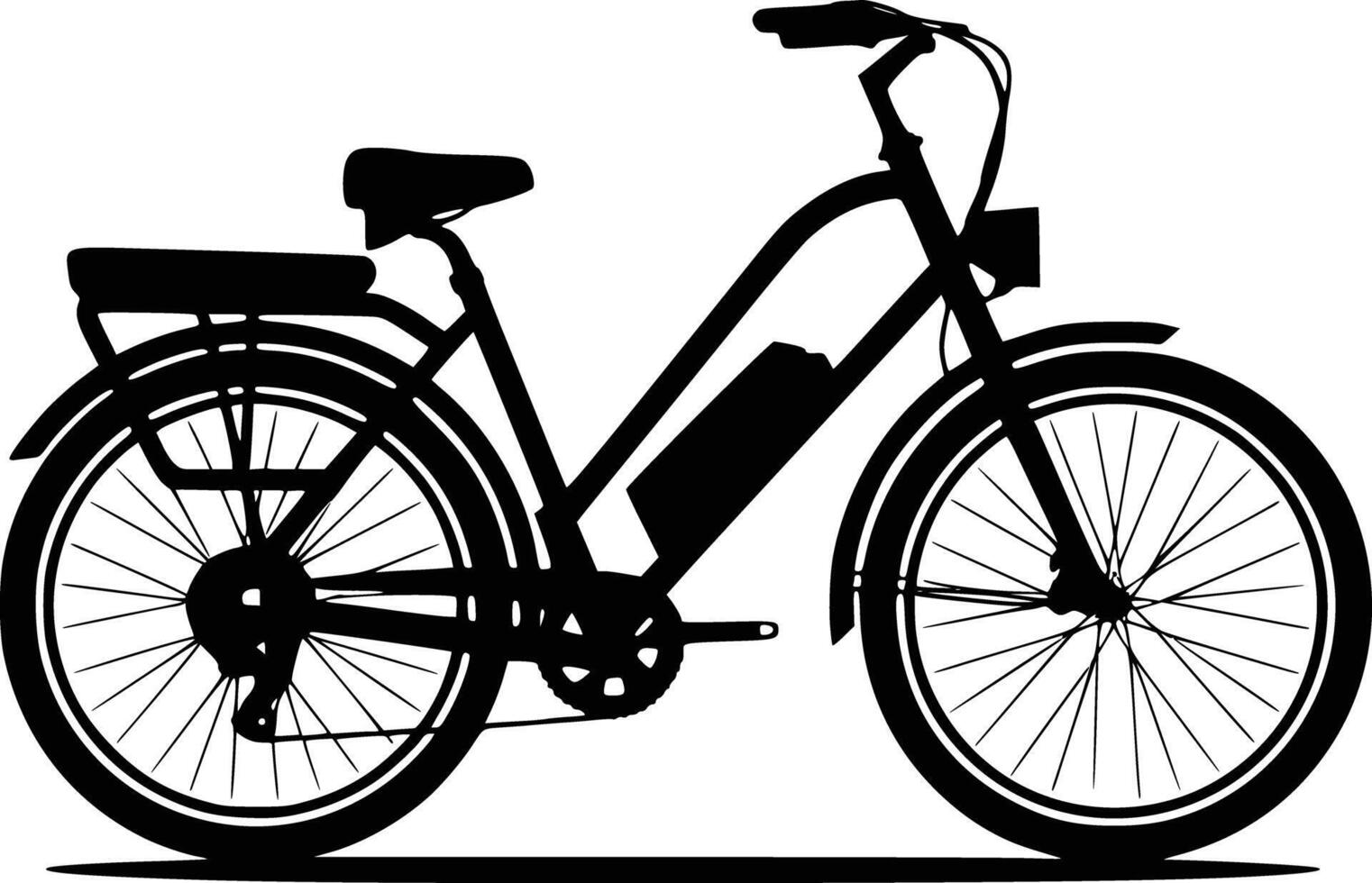 Black and white bold illustrations of a electric bike, isolated on white background. vector