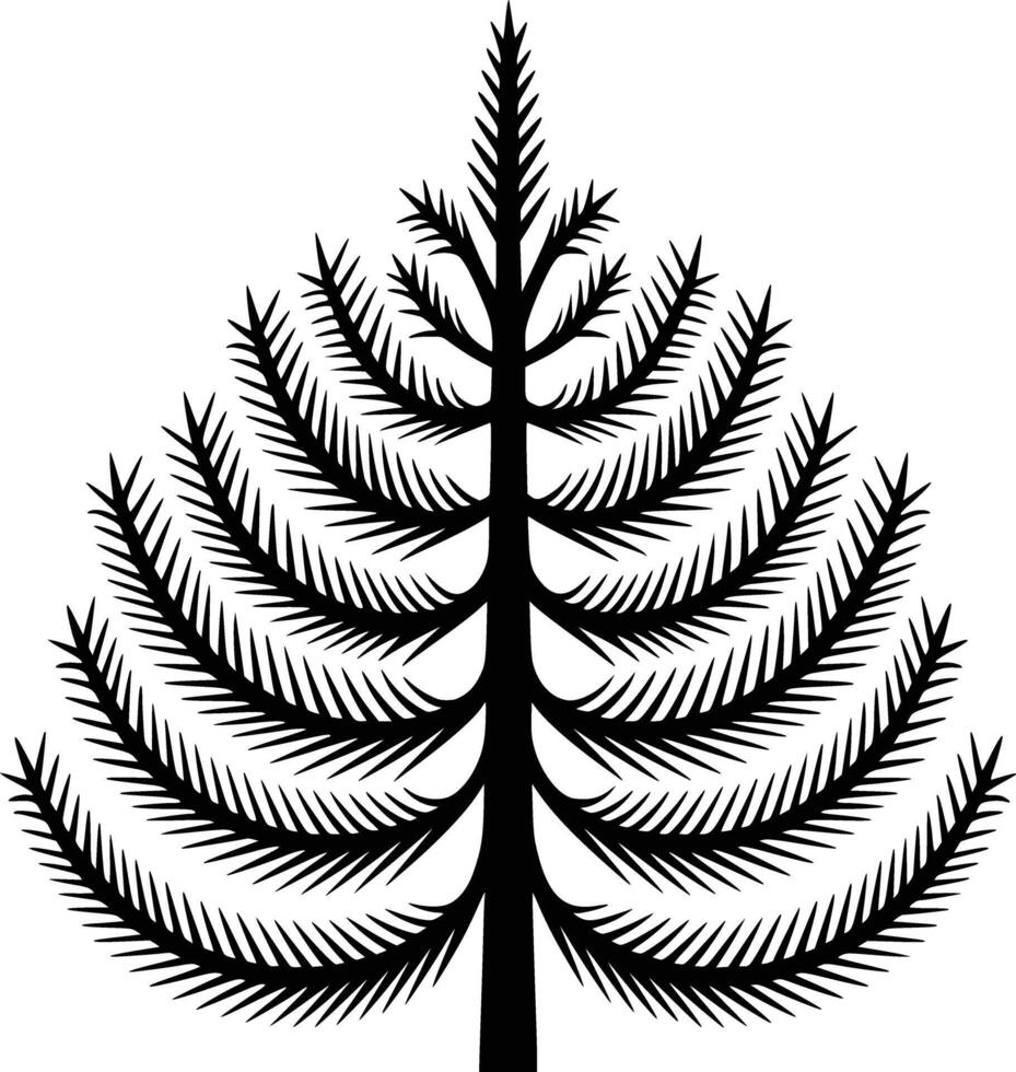 Black and white bold illustrations of a Christmas tree, isolated on white background. vector