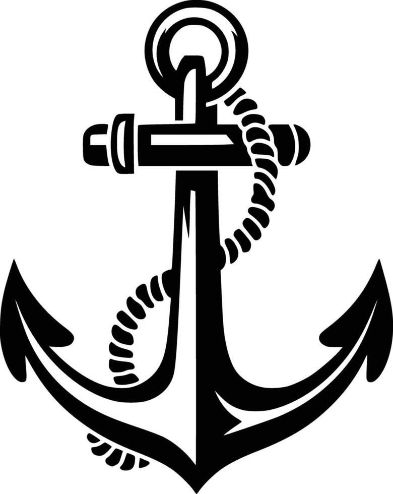 An anchor with rope on a white background vector