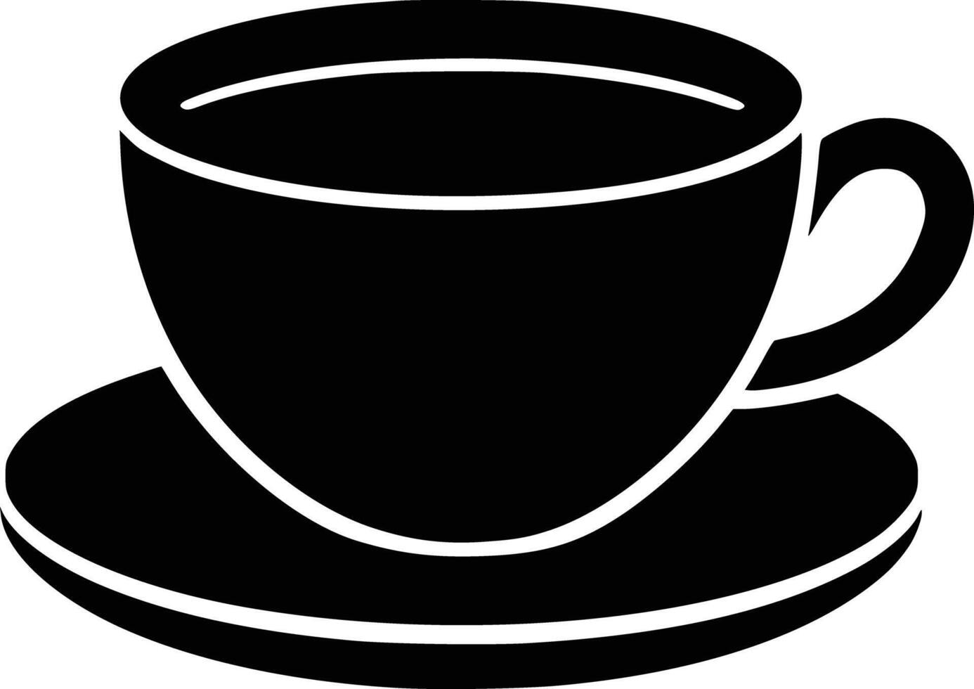 A black and white cup and saucer icon vector