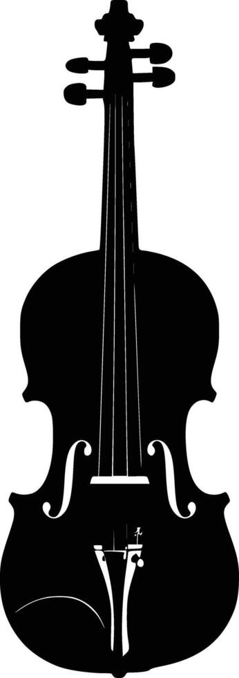 A black and white illustration of a violin vector