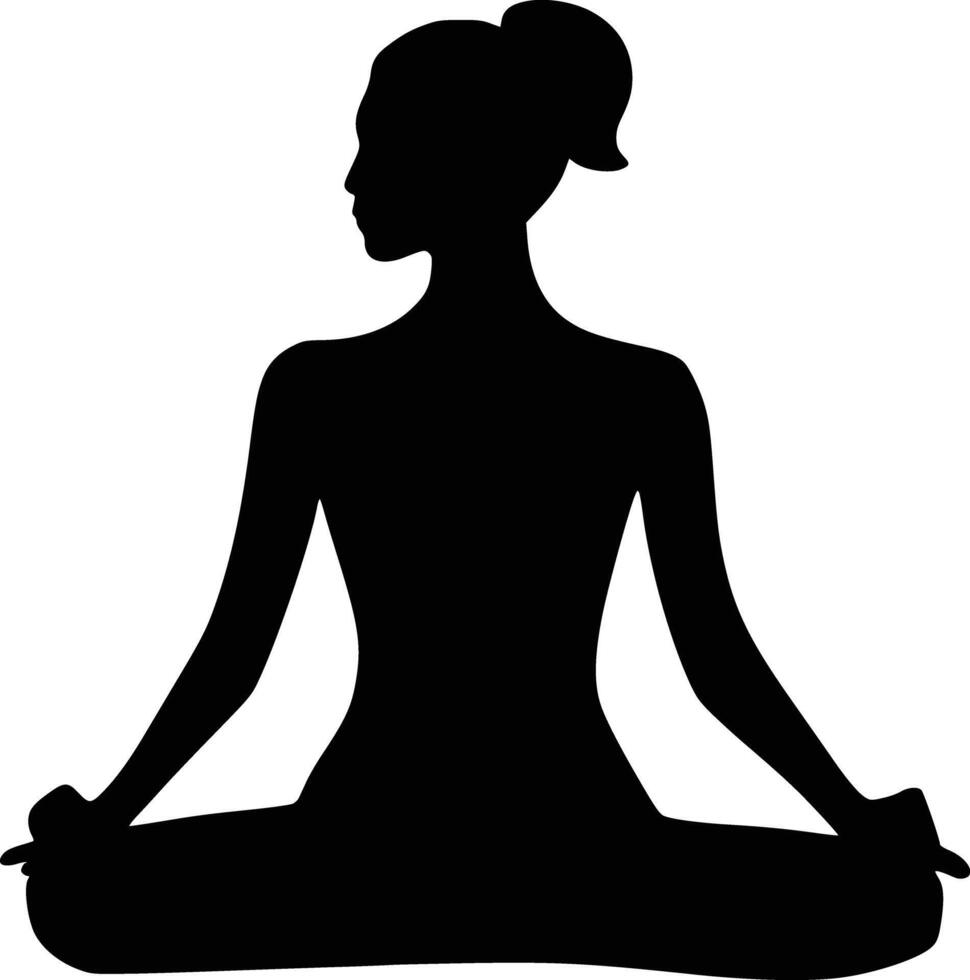 Silhouette of a woman in yoga pose vector