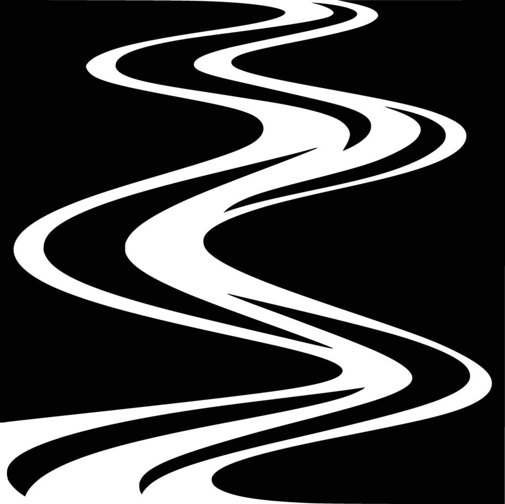 A black and white image of a wavy road vector
