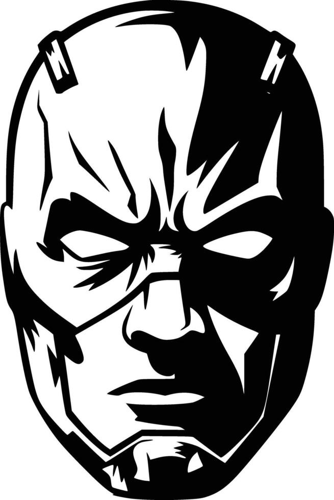 A black and white drawing of a man with a mask vector